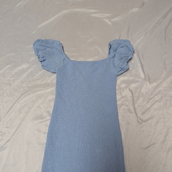 Baltic Born  Alana Smocked Midi Dress With Puff Sleeves Blue Bump Friendly - Picture 5 of 7